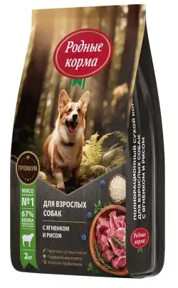 Купить Родные корма сухой корм для взрослых собак всех пород с ягненком и рисом