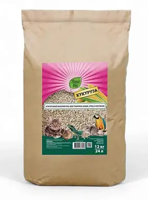 Зверье Мое Наполнитель для кошек кукурузный, средние гранулы