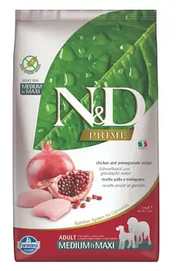 Farmina N&D Prime Dog Chicken & Pomegranate Adult Medium & Maxi сухой беззерновой корм для взрослых собак средних и крупных пород с курицей и гранатом