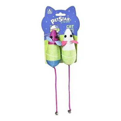 PetStar игрушка для кошек МЫШКИ набор 2шт, капроновая нить