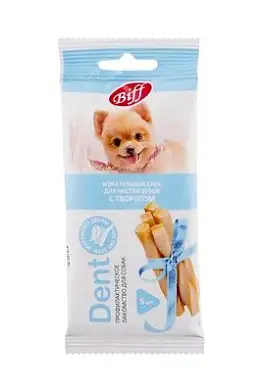 TiTBiT лакомство для собак мини пород жевательный снек dent с творогом (5 шт)