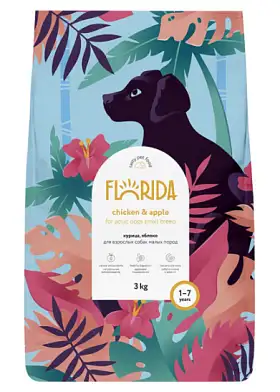 FLORIDA сухой корм для взрослых собак малых пород с курицей и яблоком
