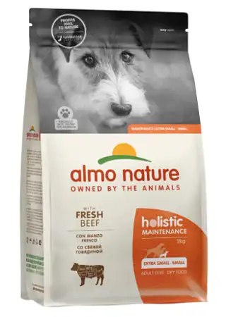 Купить almo nature holistic сухой корм для взрослых собак малых пород со свежей говядиной и коричневым рисом